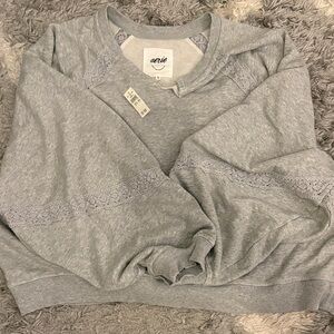 Aerie Cropped lace Sweatshirt New